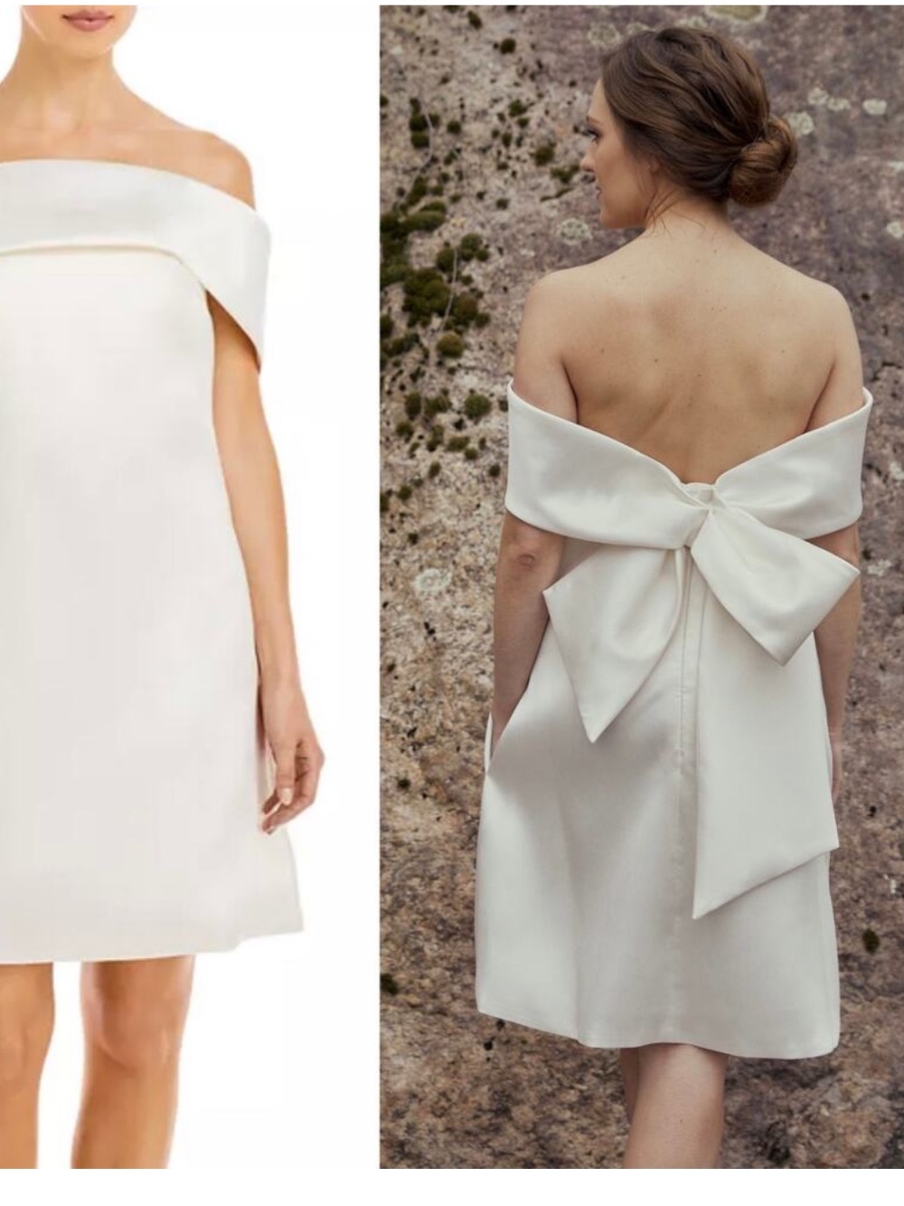Amsale Mikado Bridal Mini Ivory Dress Bow Detail in Size 2